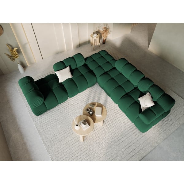 Zelena baršunasta modularna sjedeća garnitura (s desnim kutom) Bellis – Micadoni Home-image-1