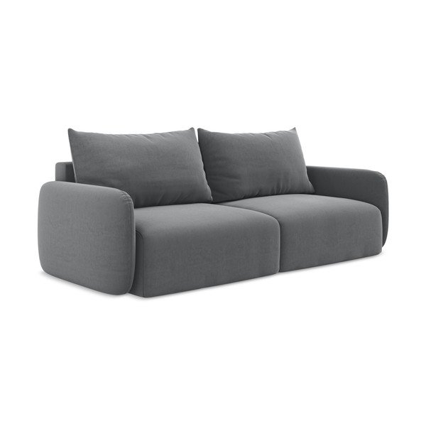 Siva baršunasti sklopiva/s prostorom za odlaganje sofa 238 cm Kalena – Makamii-image-2