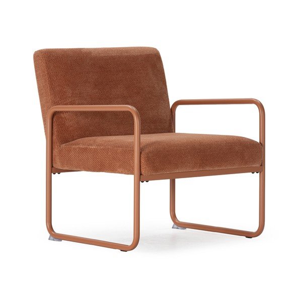 Fotelja od šenila boja terakote Vince – MOME