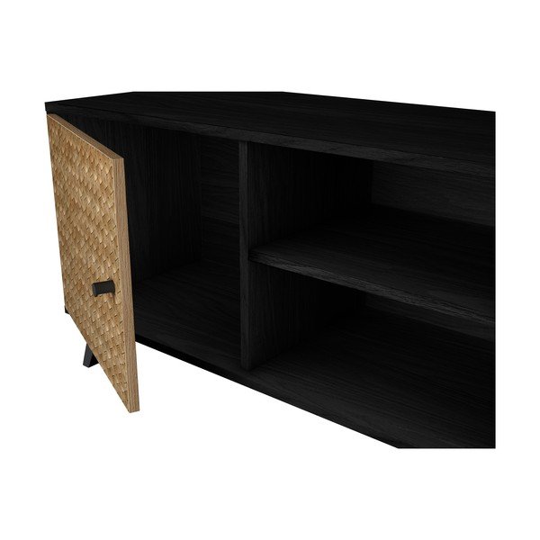 Crna TV komoda u egzotičnom drvenom dekoru 136x53 cm Hanoi - Marckeric-image-1