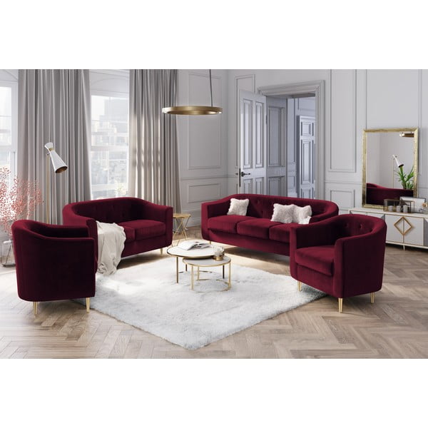Crveni baršunasti naslonjač Kooko Home Corde-image-1