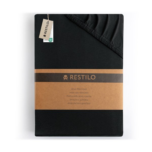 Crna plahta s gumom od jeseya 140x200 cm Amber – Restilo-image-4