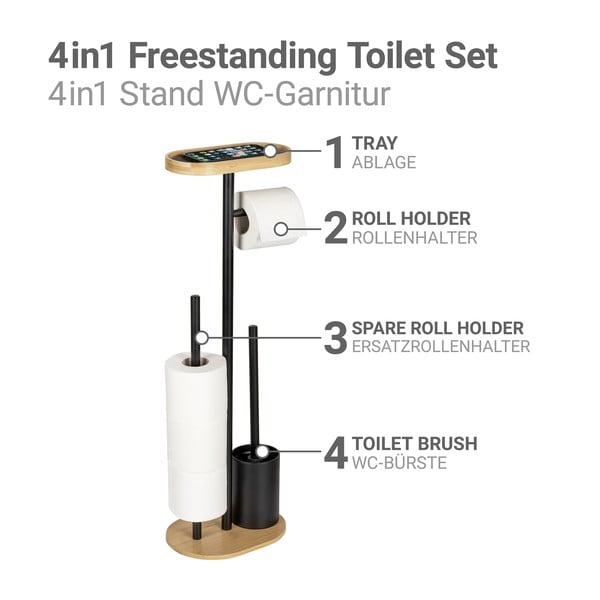 Crni/u prirodnoj boji željezan držač za WC papir sa četkom Pomarolo – Wenko-image-3