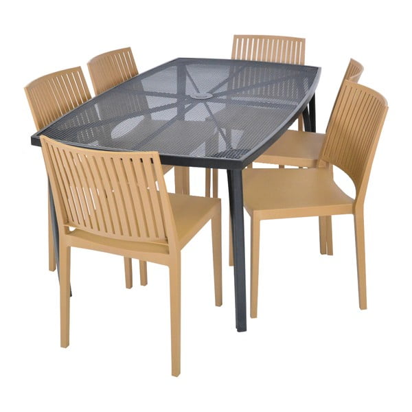 Smeđa plastična vrtna stolica Bars - Rojaplast-image-1