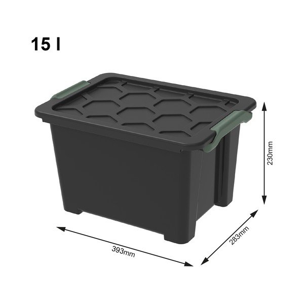 Sjajna crna plastična kutija za pohranu s poklopcem Evo Safe - Rotho-image-1