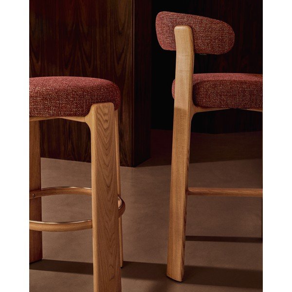 Barska stolica od čvrste jeseni boja terakote/u tamnoj prirodnoj boji (visine sjedala 75 cm) Granite – Kave Home-image-4