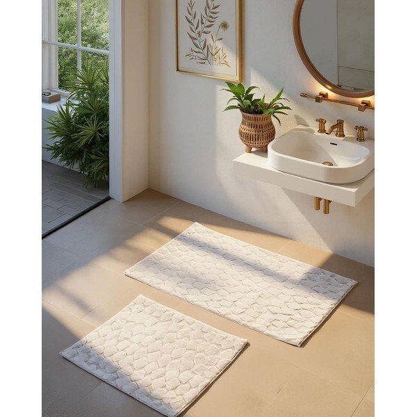 Krem kupaonske prostirke u setu 2 kom 60x100 cm Rabbit – Foutastic-image-1