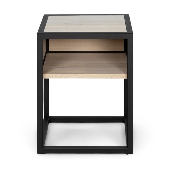 Crni/u prirodnoj boji noćni ormarić s hrastovom pločom stola s policama Diva – Spinder Design