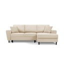 Bež kutna garnitura na razvlačenje od samta Micadoni Home Moghan, desni kut