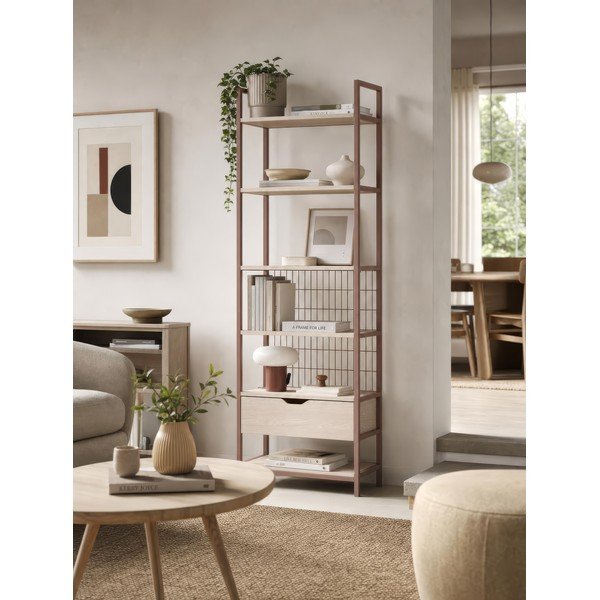 Željezna biblioteka boja terakote 60x179,5x40 cm Amara – Marckeric-image-1