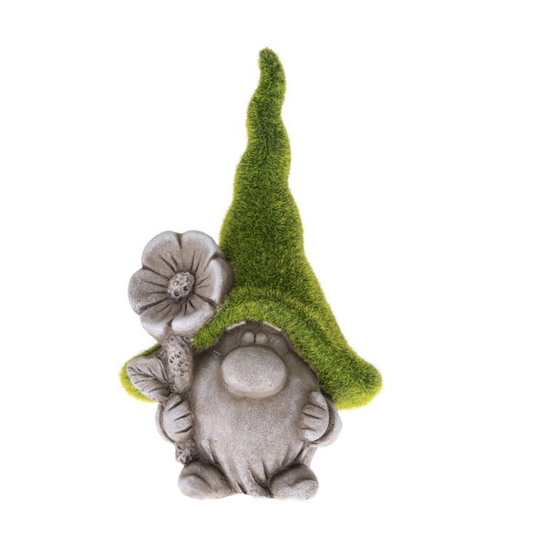 Sivo-zeleni keramički ukras Dakls Gnome, visina 25 cm
