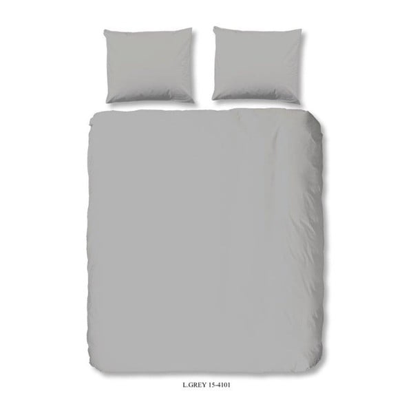 Svijetlo siva pamučna posteljina za krevet za jednu osobu Good Morning Basso Uni, 140 x 200 cm