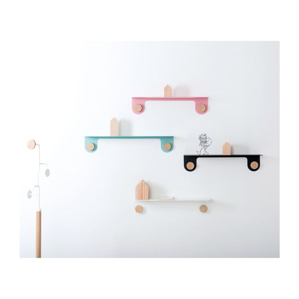 Zelena zidna polica od čelika s detaljima od hrastovog drva s 2 kukice Gazzda Hook, duljina 70 cm-image-4