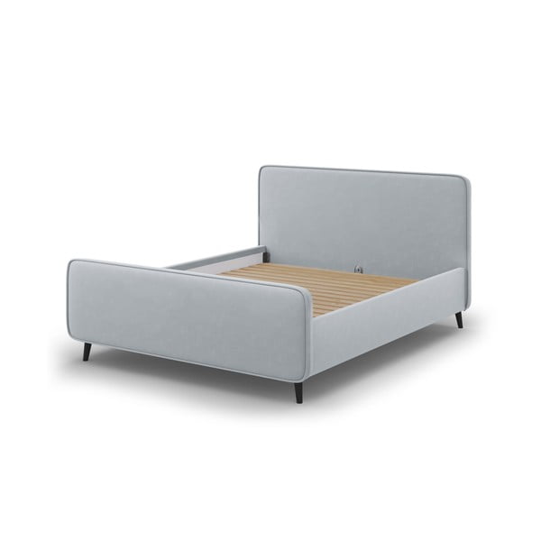 Svijetlo sivi tapecirani bračni krevet s podnicom 140x200 cm Kaia - Micadoni Home