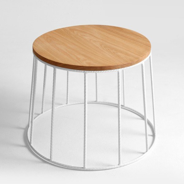 Stol za kavu s bijelom konstrukcijom i pločom u dekoru od hrastovog drveta Custom Form Memo, ⌀ 50 cm-image-4