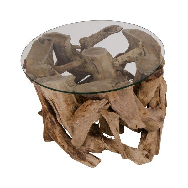 Smeđi okrugao stolić za kavu sa staklenom pločom stola ø 60 cm Grand Canyon – House Nordic-image-3