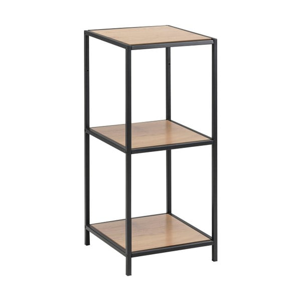 Crna/u prirodnoj boji biblioteka u dekoru hrasta 37x83 cm Seaford – Actona-image-2