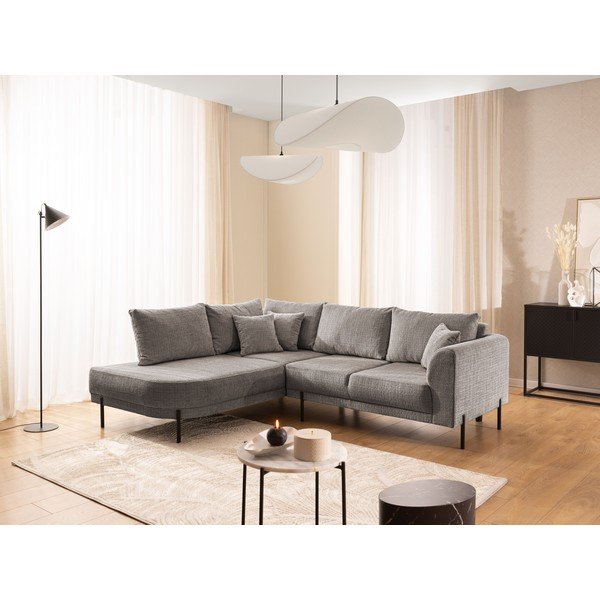 Smeđe-siva kutna garnitura od šenila (s lijevim kutom/u obliku slova L) Mauris  – Ropez-image-1