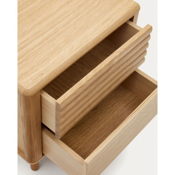 Noćni ormarić u dekoru hrasta u prirodnoj boji Lenon – Kave Home-image-3