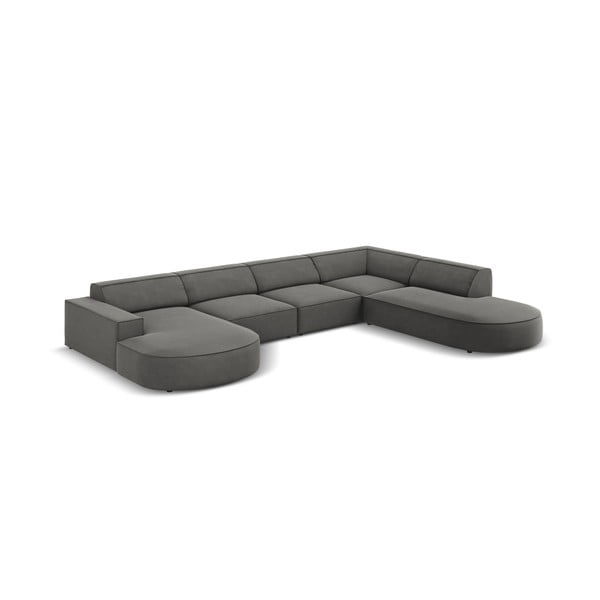 Siva baršunasta kutna garnitura (desni kut) Jodie - Micadoni Home-image-4