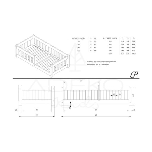 Dječji krevet od masivnog bora 80x160 cm u prirodnoj boji Mila CP – Adeko-image-4