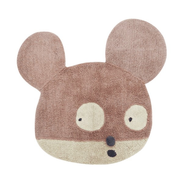 Svjetlo smeđi periv/ručno rađen vunen dječji tepih 120x120 cm Miss Mighty Mouse – Lorena Canals