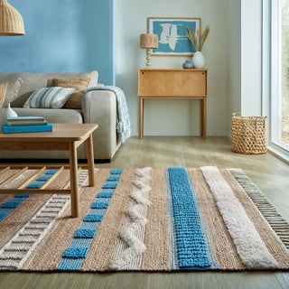 Plavi/u prirodnoj boji ručno rađen tepih od mješavine jute 120x170 cm Medina Jute – Flair Rugs