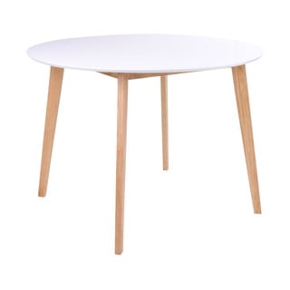 Blagovaonski stol s okruglom bijelom pločom Bonami Essentials Vojens, ⌀ 105 cm