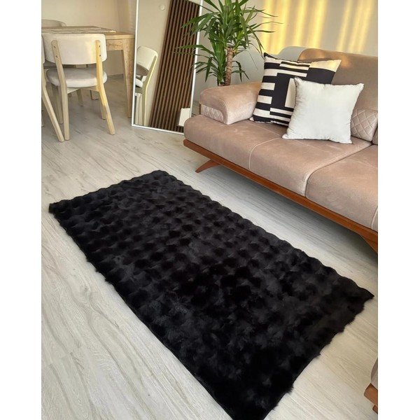 Crni periv tepih 150x230 cm Bubble Black – Mila Home-image-1