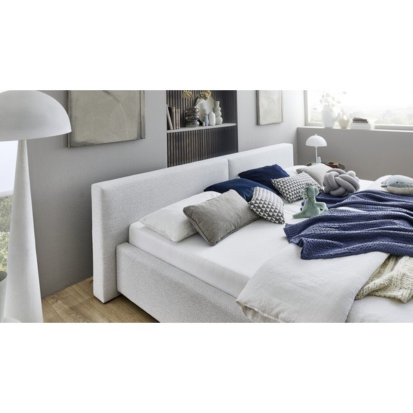 Sivi tapecirani bračni krevet s prostorom za odlaganje s podnicom 200x240 cm Cube – Meise Möbel-image-2
