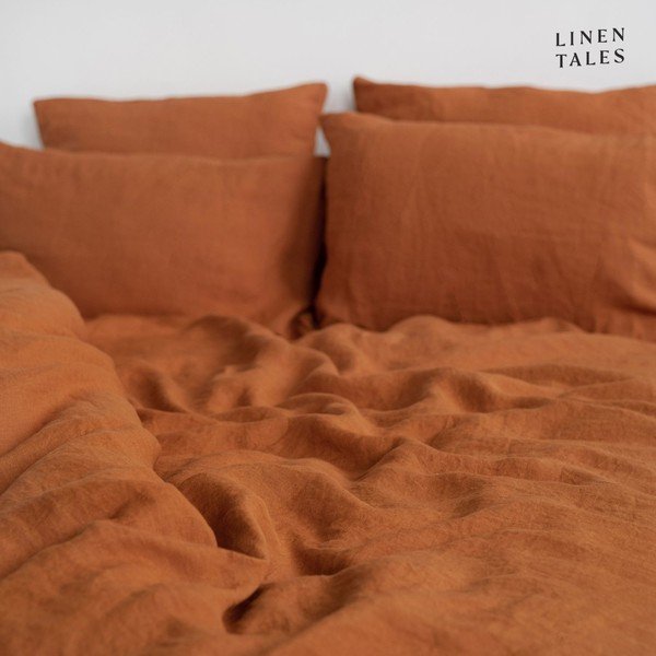 Lanena produljena posteljina za bračni krevet u boji cigle 200x220 cm - Linen Tales-image-3