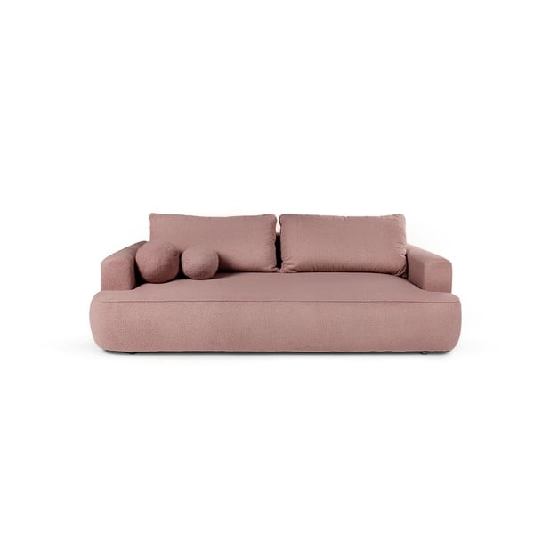 Svijetlo ružičasta sklopiva sofa od bouclé tkanine 247 cm Quinoa – Bonami Selection