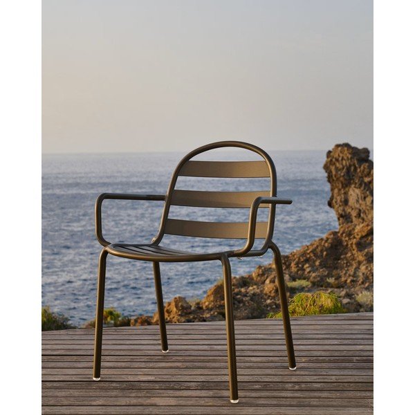 Tamno siva metalna vrtna stolica Joncols – Kave Home-image-1