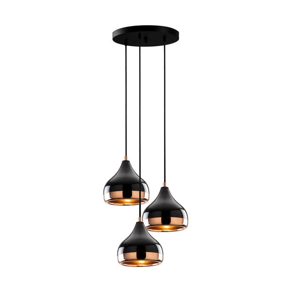 Viseća svjetiljka u crno-bakrenoj boji za 3 žarulje Opviq lights Yildo