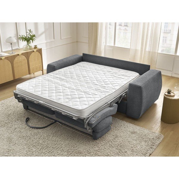 Tamno siva sofa za spavanje/sklopiva od šenila 220 cm Hugo – Bobochic Paris-image-1