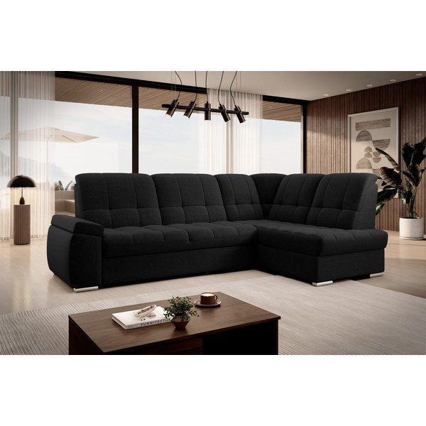 Crna sklopiva/s prostorom za odlaganje kutna garnitura (s desnim kutom/u obliku slova L) Sado – ELTAP-image-4