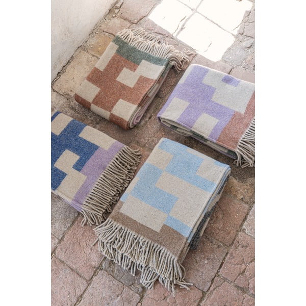 Plava/smeđa deka od mješavine vune 130x190 cm Maze – Mette Ditmer Denmark-image-2