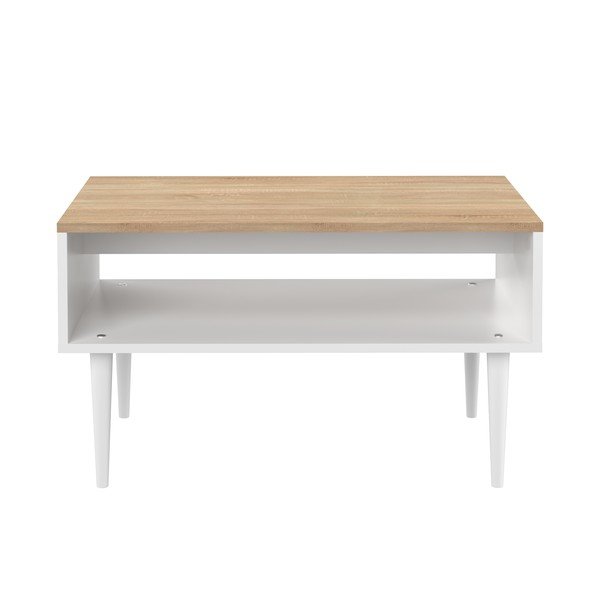 Bijeli stolić za kavu s pločom u dekoru hrasta 80x47 cm Horizon - TemaHome 