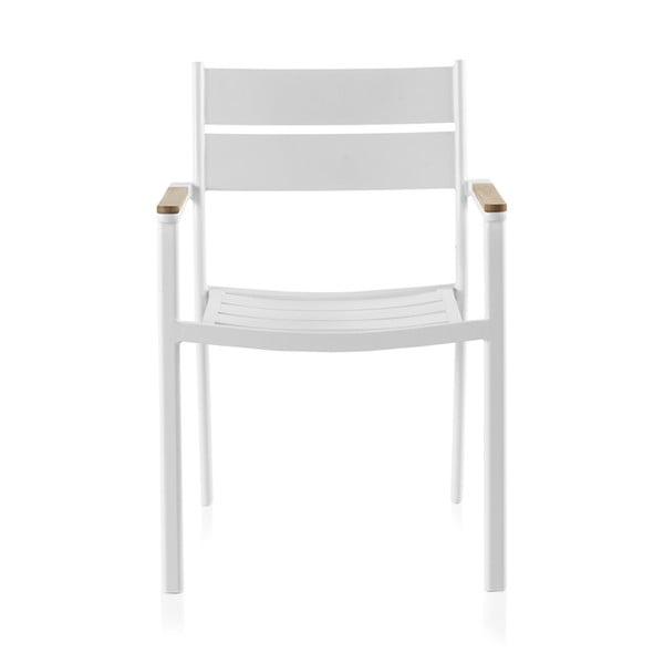Bijela vrtna stolica s tikovinom Geese Giulia, širine 56 cm