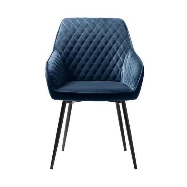 Plava podstavljena blagovaonska stolica s naslonima za ruke Milton – Unique Furniture-image-1