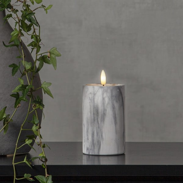 Sivo-bijela betonska LED svijeća Star Trading Flamme Marble, visina 15 cm