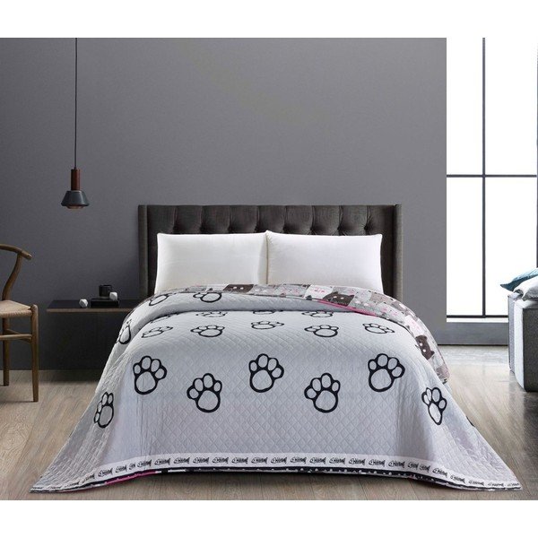 Dvostrani sivi prekrivač od mikrovlakana DecoKing Cat Invasion, 170 x 270 cm-image-1