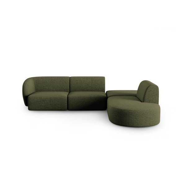 Zelena kutna garnitura od šenila (s desnim kutom/u obliku slova L) Paolo – Milo Casa