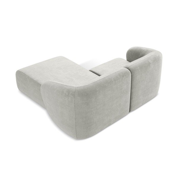 Svijetlo siva kutna garnitura od šenila (s desnim kutom/s ležaljkom) Lani – Makamii-image-3