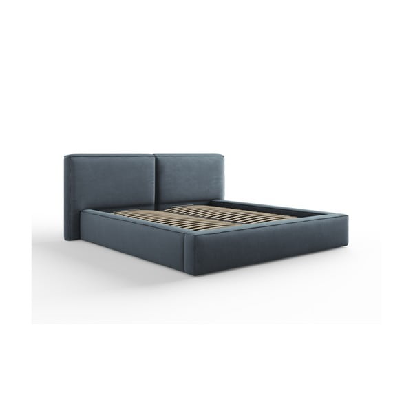 Tamno plavi tapecirani bračni krevet s prostorom za pohranu s podnicom 180x200 cm Arendal – Cosmopolitan Design