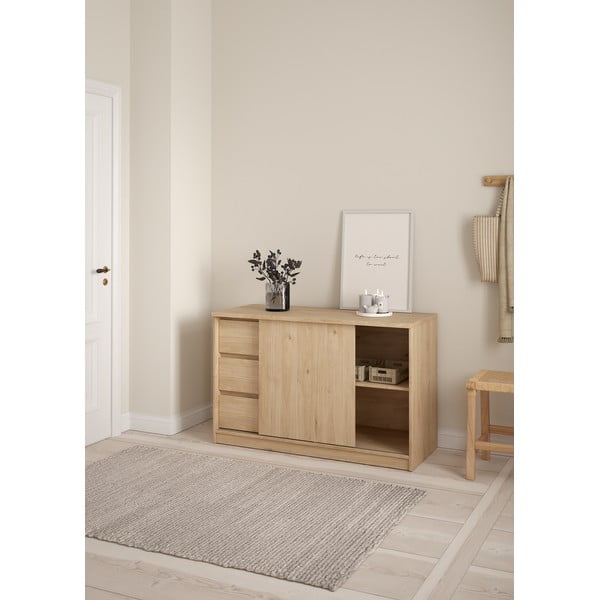 Komoda u dekoru hrasta s kliznim vratima u prirodnoj boji 119x76x50 cm Naia – Tvilum-image-1