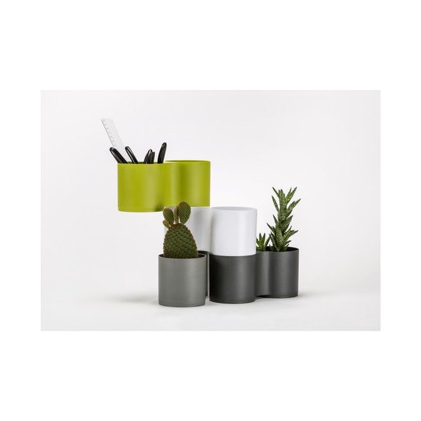 Zelena dupla posuda za cvijeće Plastia Modulo-image-1