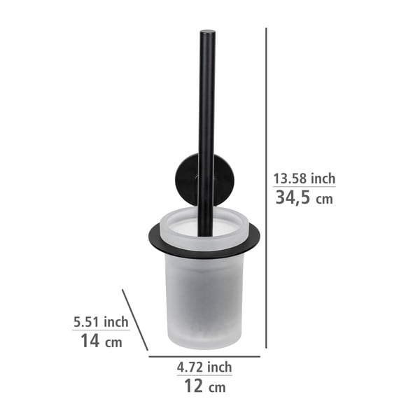 Mat crna staklena samoljepljiva WC četka Bivio – Wenko-image-3