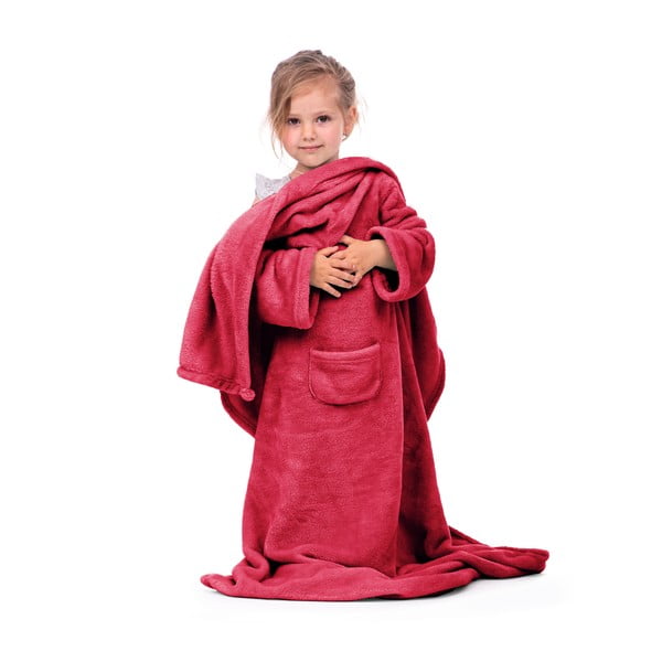 Crvena dječja deka s rukavima DecoKing Lazykids-image-2