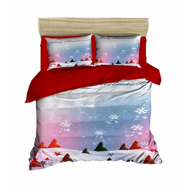 Božićna posteljina za bračni krevet s plahtama Robert, 200 x 220 cm